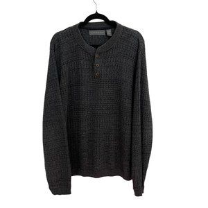 Oscar De La Renta Men’s Ribbed 3-Button Gray Casual Heavy Sweater Size Large